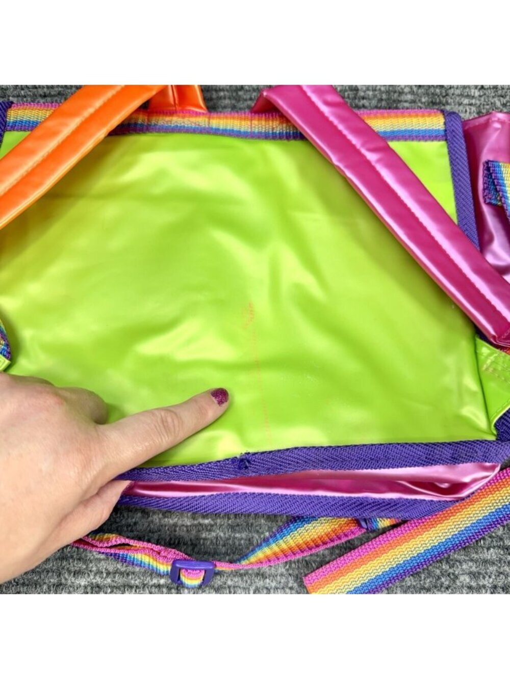 Lisa Frank Panda Painter Backpack Bag Vintage 90’s Rainbow Straps Case VERY RARE - Picture 14 of 16